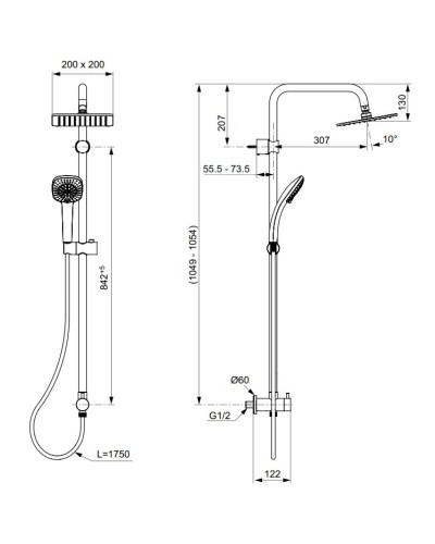 Душевая стойка Ideal Standard IdealRain Cube A5834AA