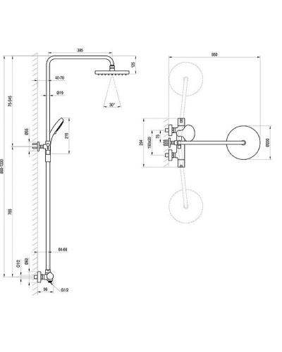 Душевая система Ravak Termo 100 TE 091.00/150 X070058 с термостатом Хром