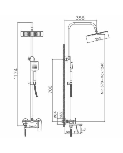Душевая система Haiba HB24533-3 Пепельный