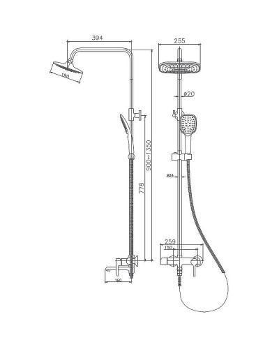 Душевая система Haiba HB24805-8 Белый Хром