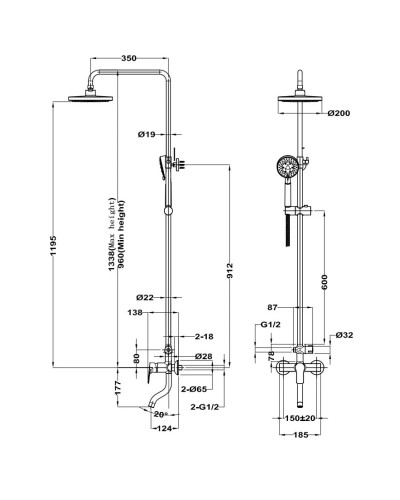 Душевая система 200 мм Teka Manacor 841981200