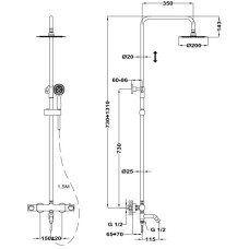 Душевая система 200 мм Teka Manacor 841480200