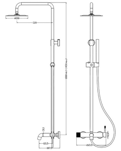 Душевая система Boheme Uno 468-B Черная