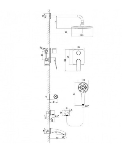Душевая система Lemark Bronx LM3722BL Черная