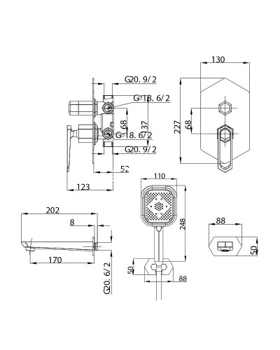 Душевая система Lemark Prizma LM3922C Хром