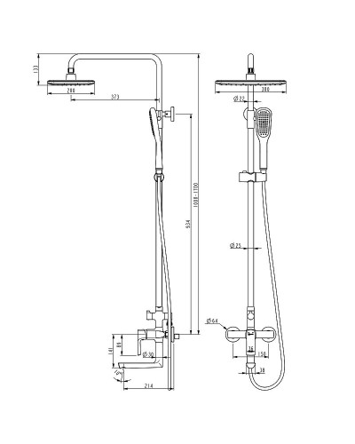 Душевая система Lemark Ursus LM7262BL Черная