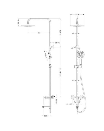 Душевая система 226 мм Orans 7539000