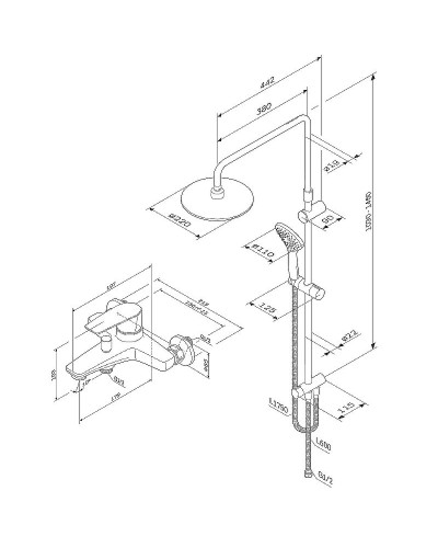 Душевая система AM.PM Gem F42890A14 Черная