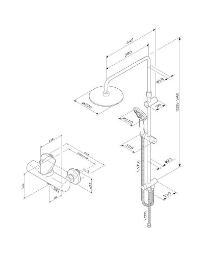 Душевая система AM.PM Spirit V2.0 F40870A24 Хром