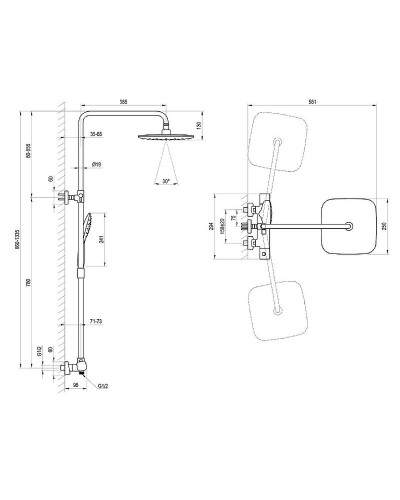 Душевая система Ravak 10° Free X070160 с термостатом Черная матовая