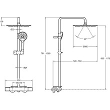 Душевая система Jacob Delafon Metro E26588-BL с термостатом Черный матовый