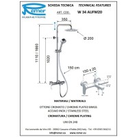 Душевая система 200 мм Remer Winner W34AUFM20