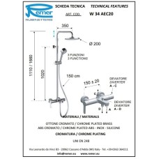 Душевая система 200 мм Remer Winner W34AEC20