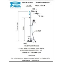 Душевая система 200 мм Remer Winner W37AMD20