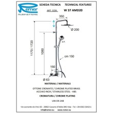 Душевая система 200 мм Remer Winner W37AMD20