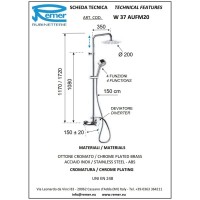 Душевая система 200 мм Remer Winner W37AUFM20