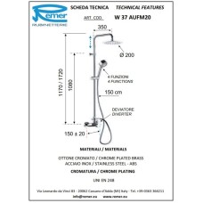 Душевая система 200 мм Remer Winner W37AUFM20