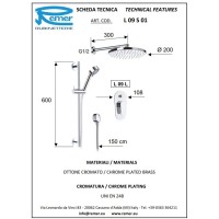 Душевой комплект 200 мм Remer Class Line L09S01