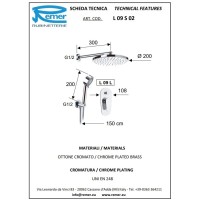 Душевой комплект 200 мм Remer Class Line L09S02