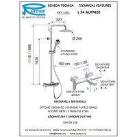 Душевая система 200 мм Remer Class Line L34AUFM20