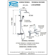 Душевая система 200 мм Remer Class Line L34AUFM20