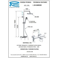 Душевая система 200 мм Remer Class Line L34AMD20