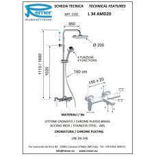 Душевая система 200 мм Remer Class Line L34AMD20
