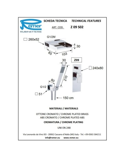 Душевой комплект 103 мм Remer Flash Z09S02