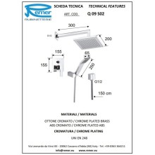 Душевой комплект 200 мм Remer Qubika Q09S02