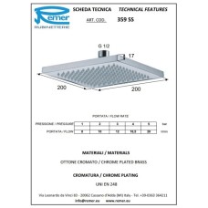 Душевой комплект 200 мм Remer Qubika QT30S11