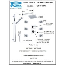 Душевой комплект 200 мм Remer Qubika QT937S01