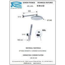 Душевой комплект 240 мм Remer Minimal N09S02