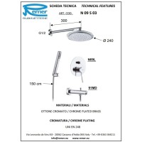 Душевой комплект 240 мм Remer Minimal N09S03