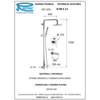 Душевой комплект 240 мм Remer Minimal N09S11