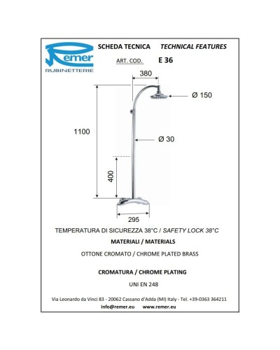 Душевая система 150 мм Remer Eagle E36