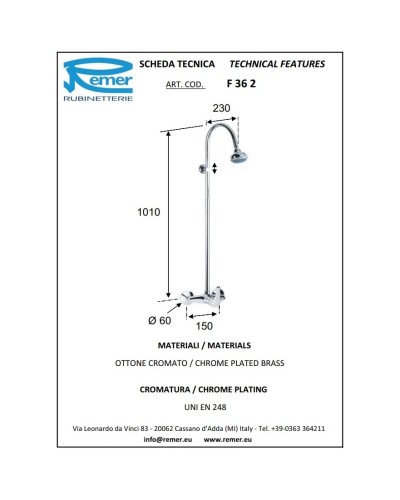 Душевая система 92 мм Remer Serie 35 F36