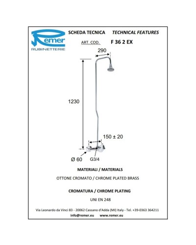 Душевая система 70 мм Remer Serie 35 F36EX