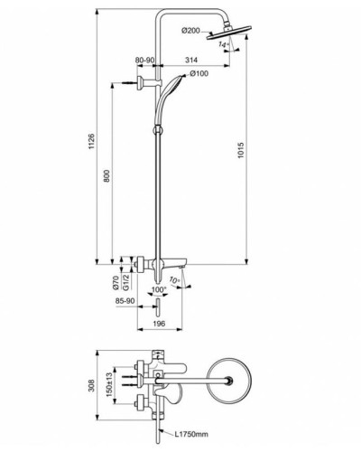 Душевая система Ideal Standard Cerafine Model O BC525XG Черный шелк