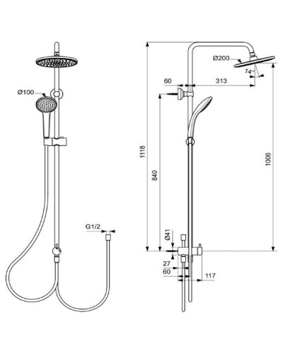 Душевая система Ideal Standard Ideal Rain BC747XG Черный шелк