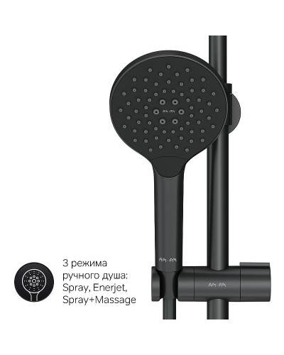 Душевая система AM.PM Like F0780522 с термостатом Черная матовая