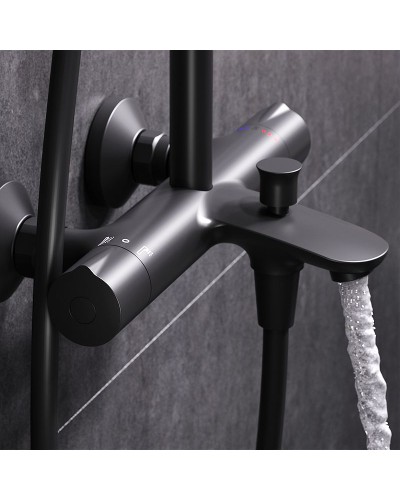 Душевая система AM.PM Like F0780522 с термостатом Черная матовая