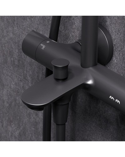 Душевая система AM.PM Like F0780522 с термостатом Черная матовая