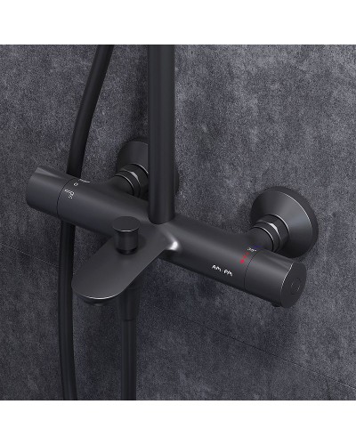 Душевая система AM.PM Like F0780522 с термостатом Черная матовая