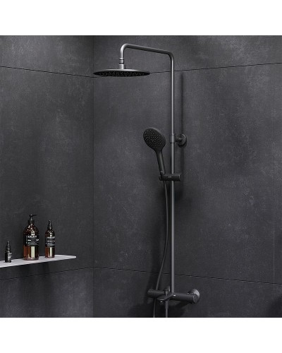 Душевая система AM.PM Like F0780522 с термостатом Черная матовая