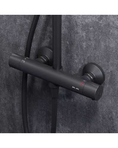 Душевая система AM.PM Like F0780422 с термостатом Черная матовая