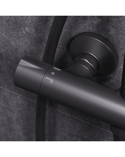 Душевая система AM.PM Like F0780422 с термостатом Черная матовая