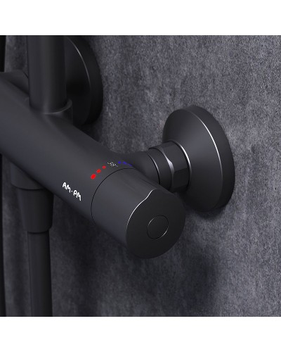 Душевая система AM.PM Like F0780422 с термостатом Черная матовая