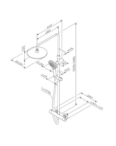 Душевая система AM.PM Like F0780422 с термостатом Черная матовая