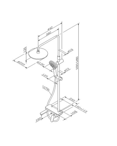 Душевая система AM.PM Like F0780722 Черная матовая