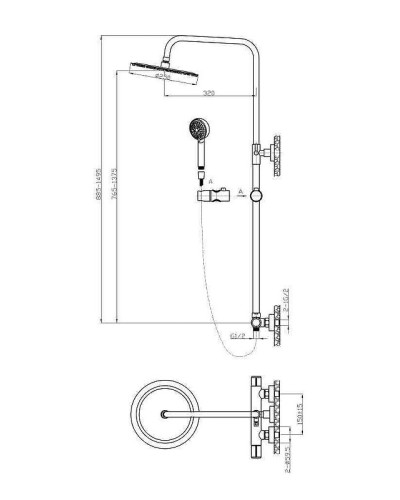 Душевая система BelBagno Uno UNO-DOCM-NERO Черная матовая